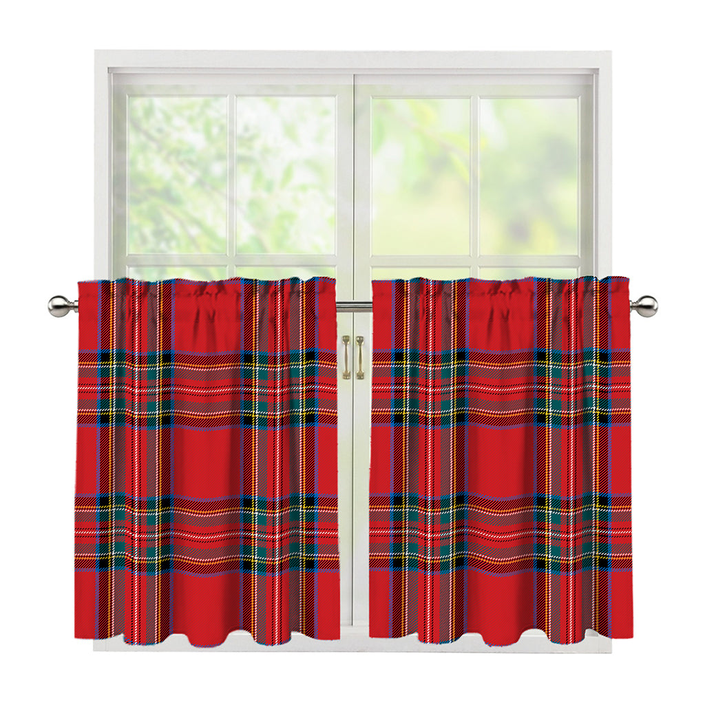 Stewart Tartan Scottish Pattern Print Tier Curtains