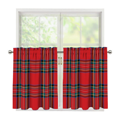 Stewart Tartan Scottish Pattern Print Tier Curtains