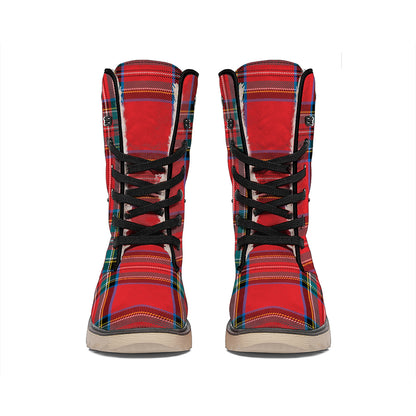 Stewart Tartan Scottish Pattern Print Winter Boots