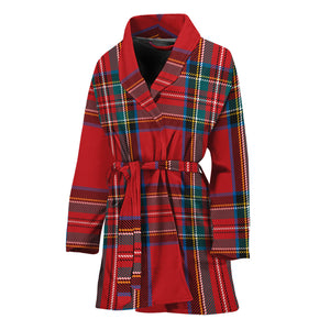 Stewart Tartan Scottish Pattern Print Women's Bathrobe