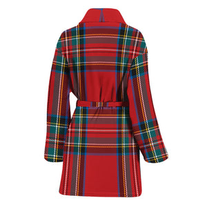 Stewart Tartan Scottish Pattern Print Women's Bathrobe