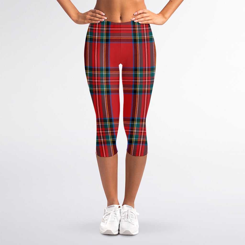 Stewart Tartan Scottish Pattern Print Women's Capri Leggings
