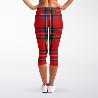 Stewart Tartan Scottish Pattern Print Women's Capri Leggings