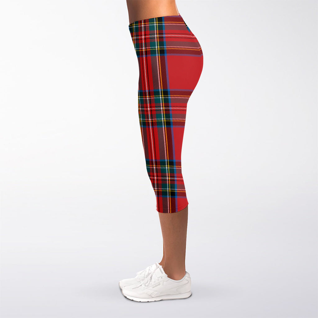 Stewart Tartan Scottish Pattern Print Women's Capri Leggings