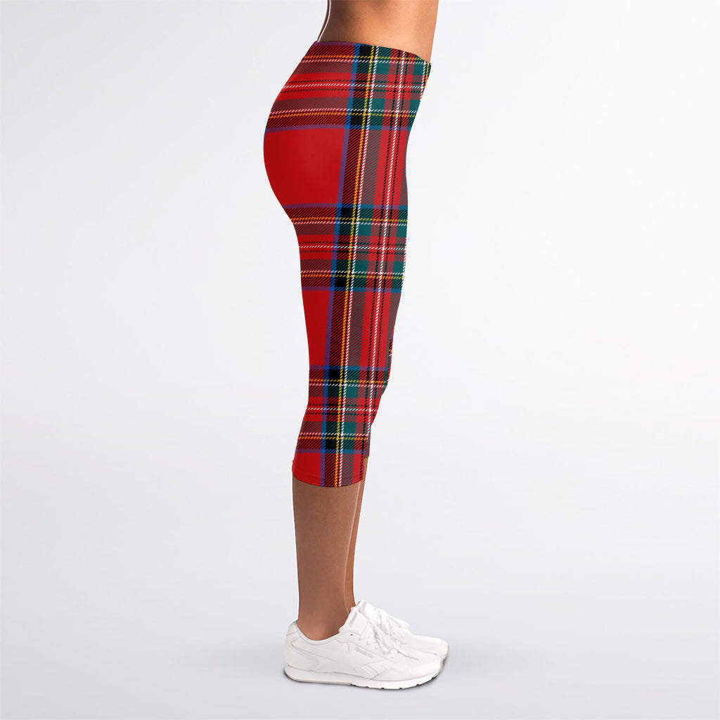 Stewart Tartan Scottish Pattern Print Women's Capri Leggings