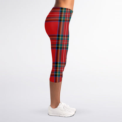 Stewart Tartan Scottish Pattern Print Women's Capri Leggings