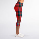 Stewart Tartan Scottish Pattern Print Women's Capri Leggings