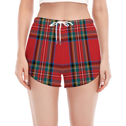 Stewart Tartan Scottish Pattern Print Women's Split Running Shorts
