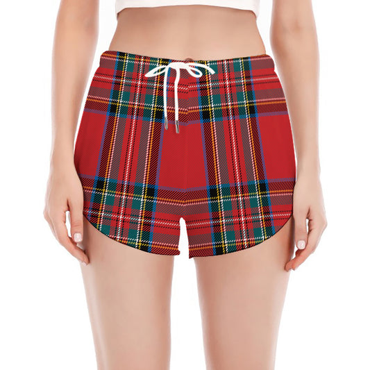 Stewart Tartan Scottish Pattern Print Women's Split Running Shorts