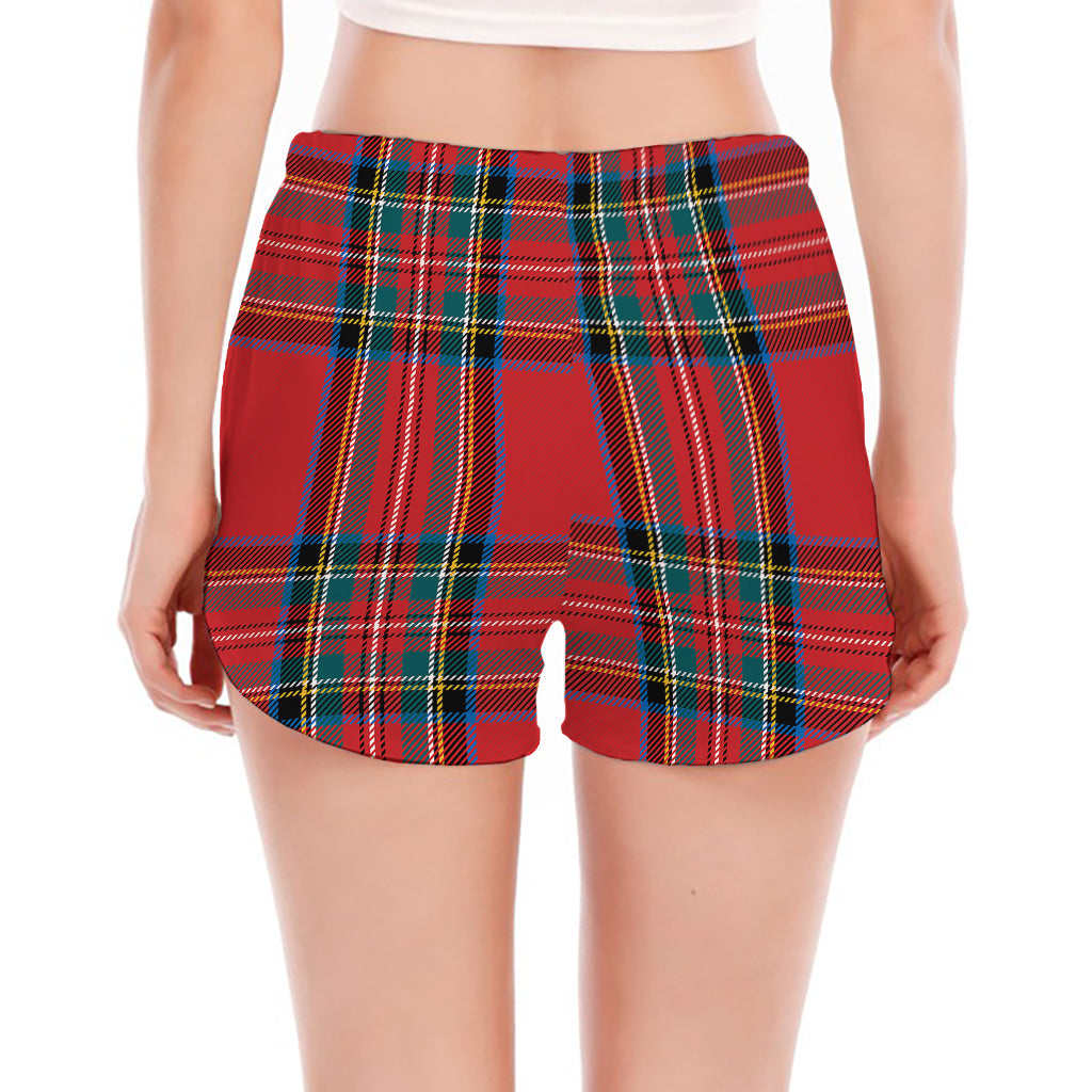 Stewart Tartan Scottish Pattern Print Women's Split Running Shorts