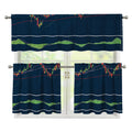 Stock Candlestick And Indicators Print 3 Piece Kitchen Curtains