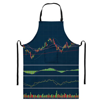 Stock Candlestick And Indicators Print Bib Apron With Pocket