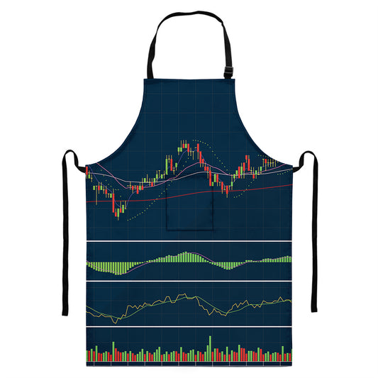 Stock Candlestick And Indicators Print Bib Apron With Pocket
