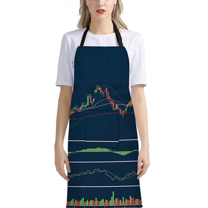 Stock Candlestick And Indicators Print Bib Apron With Pocket