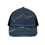 Stock Candlestick And Indicators Print Black Mesh Trucker Cap