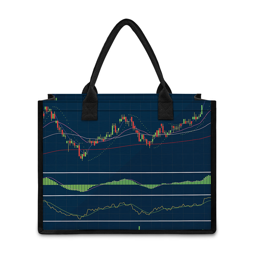 Stock Candlestick And Indicators Print Canvas Tote Bag