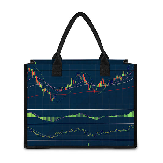 Stock Candlestick And Indicators Print Canvas Tote Bag