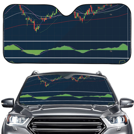 Stock Candlestick And Indicators Print Car Windshield Sun Shade