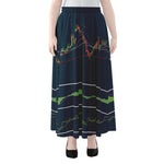 Stock Candlestick And Indicators Print Chiffon Maxi Skirt