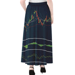Stock Candlestick And Indicators Print Chiffon Maxi Skirt