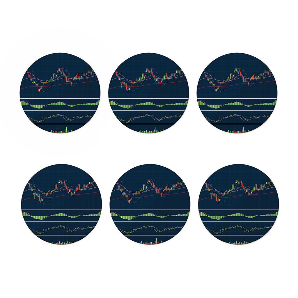 Stock Candlestick And Indicators Print Coaster Set