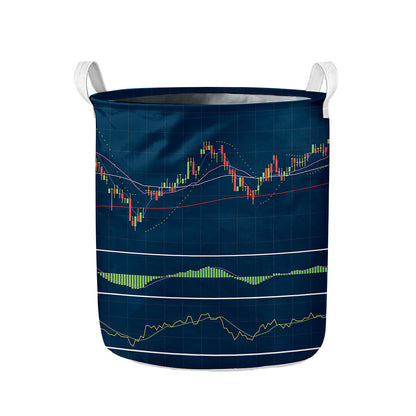 Stock Candlestick And Indicators Print Collapsible Laundry Basket
