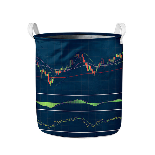Stock Candlestick And Indicators Print Collapsible Laundry Basket
