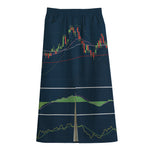 Stock Candlestick And Indicators Print Cotton Front Slit Maxi Skirt