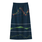 Stock Candlestick And Indicators Print Cotton Front Slit Maxi Skirt