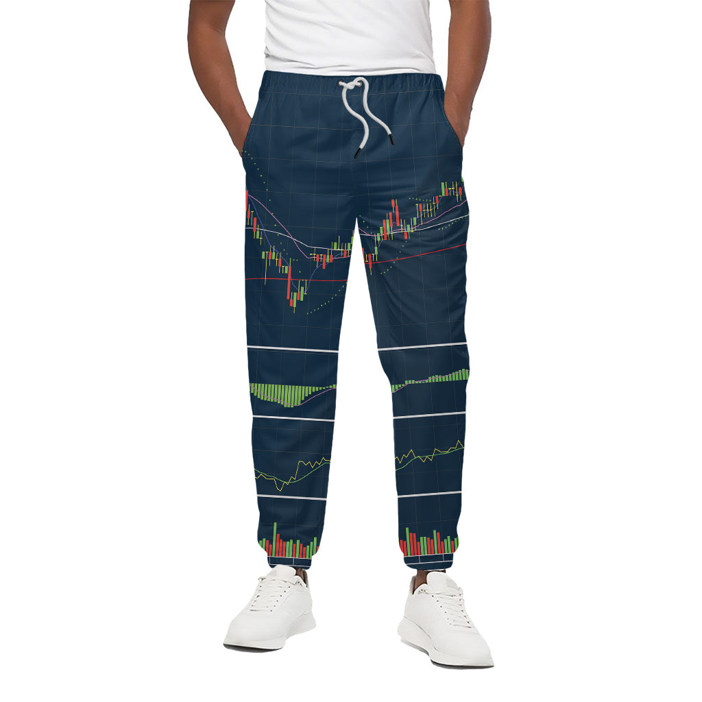 Stock Candlestick And Indicators Print Cotton Pants