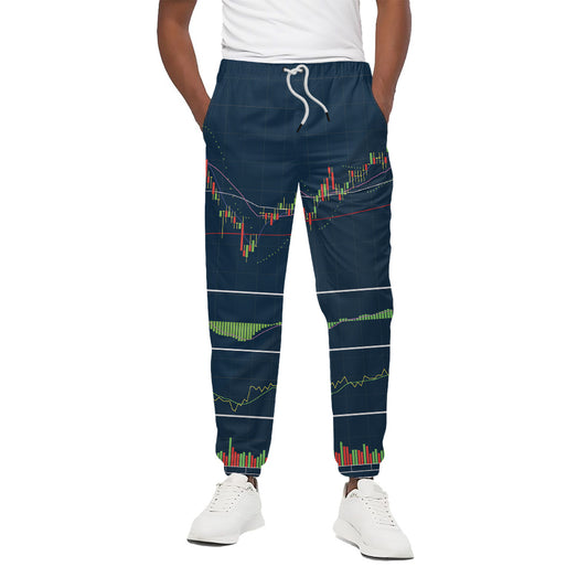 Stock Candlestick And Indicators Print Cotton Pants