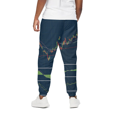 Stock Candlestick And Indicators Print Cotton Pants
