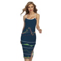 Stock Candlestick And Indicators Print Cross Back Cami Dress