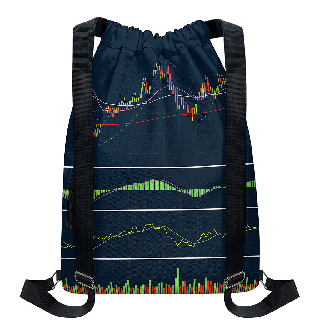 Stock Candlestick And Indicators Print Drawstring Backpack