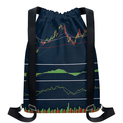 Stock Candlestick And Indicators Print Drawstring Backpack