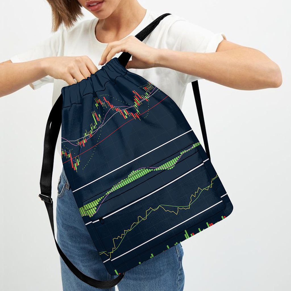 Stock Candlestick And Indicators Print Drawstring Backpack