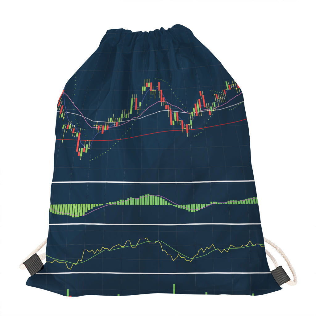 Stock Candlestick And Indicators Print Drawstring Bag