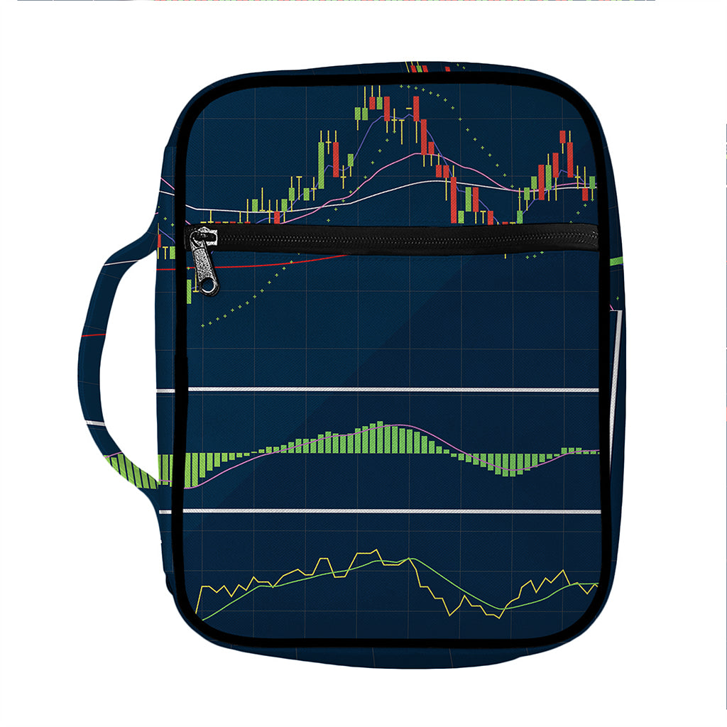 Stock Candlestick And Indicators Print Front Pocket Bible Bag