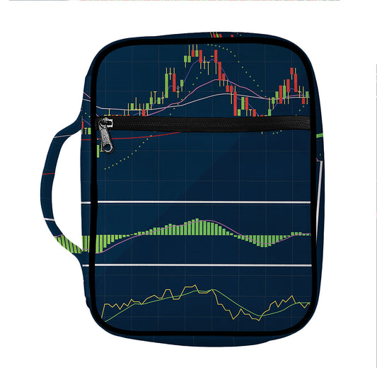 Stock Candlestick And Indicators Print Front Pocket Bible Bag
