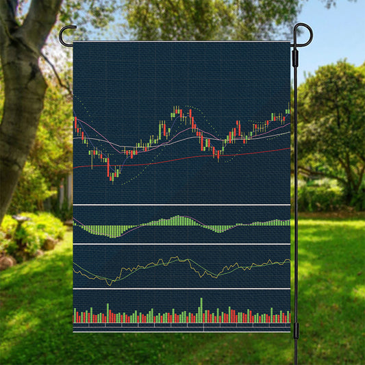 Stock Candlestick And Indicators Print Garden Flag
