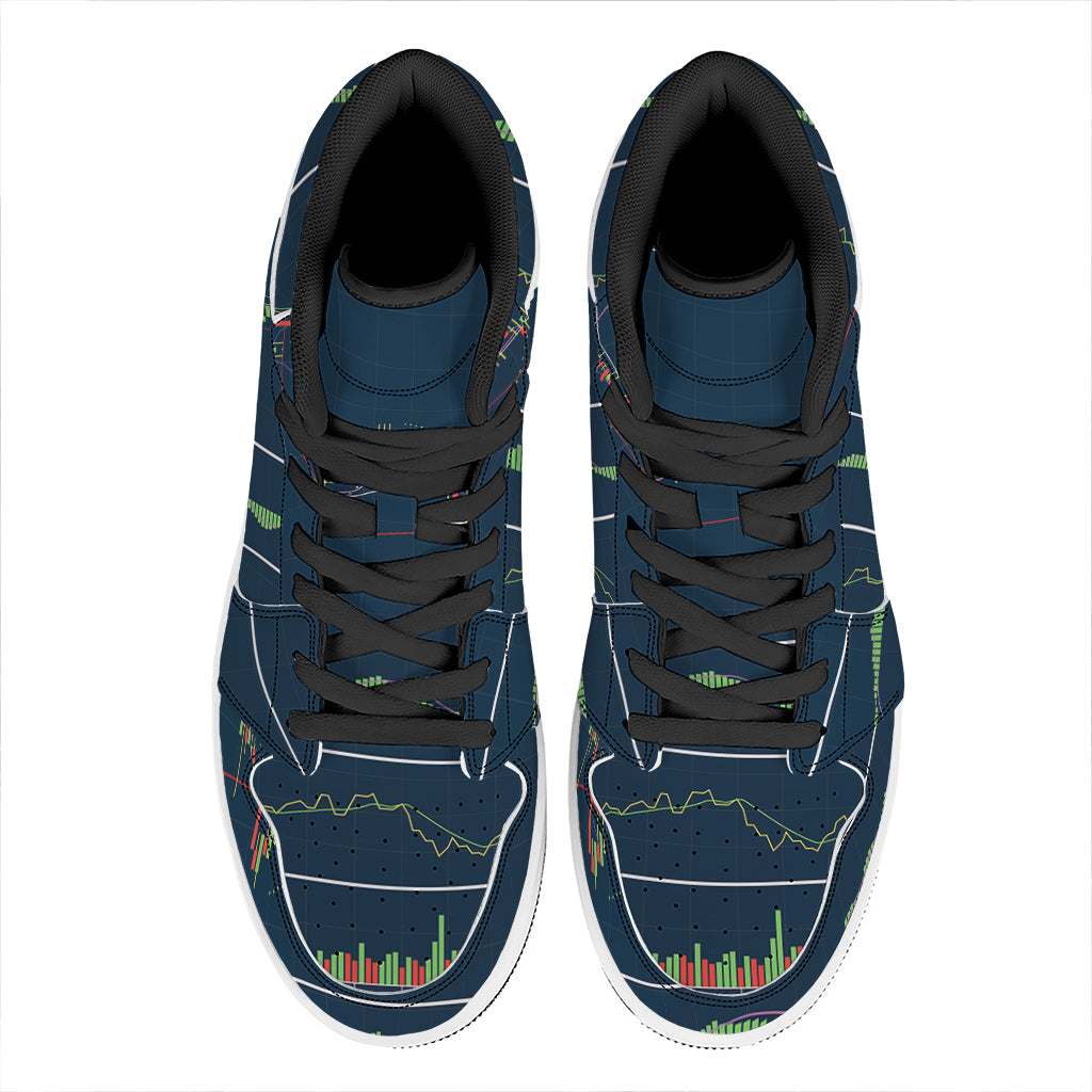 Stock Candlestick And Indicators Print High Top Leather Sneakers