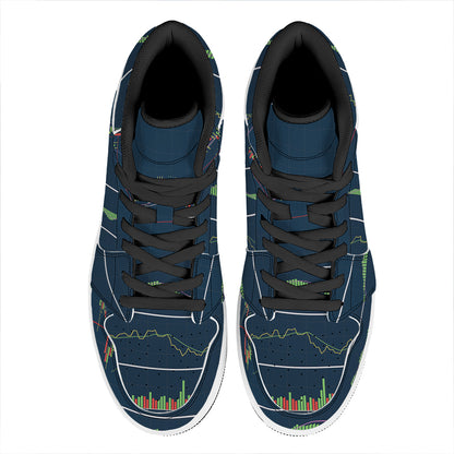 Stock Candlestick And Indicators Print High Top Leather Sneakers