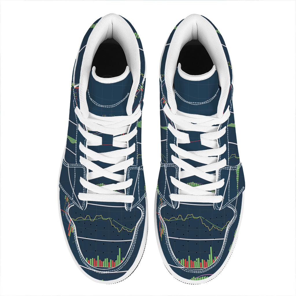 Stock Candlestick And Indicators Print High Top Leather Sneakers