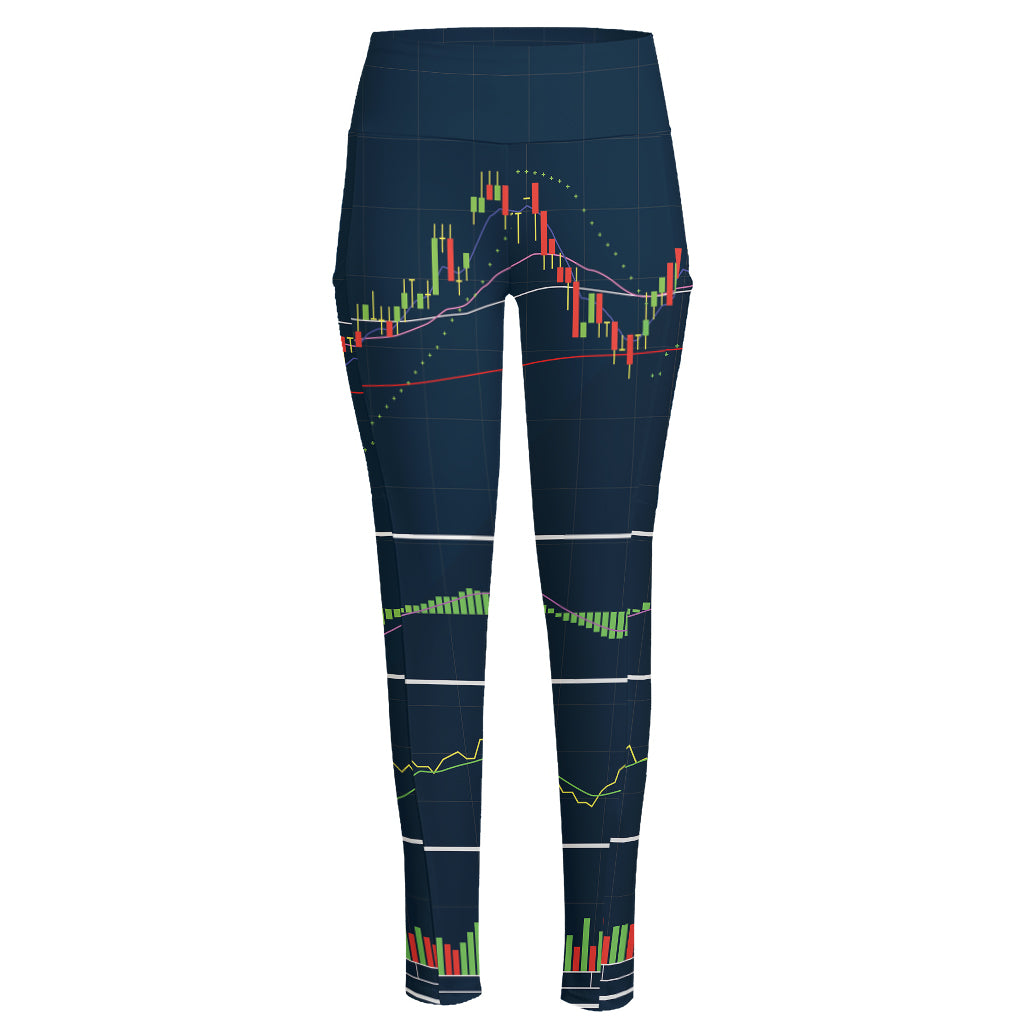Stock Candlestick And Indicators Print High-Waisted Pocket Leggings