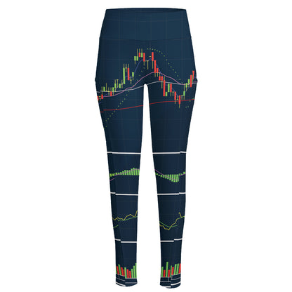 Stock Candlestick And Indicators Print High-Waisted Pocket Leggings