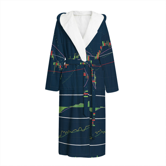 Stock Candlestick And Indicators Print Hooded Bathrobe