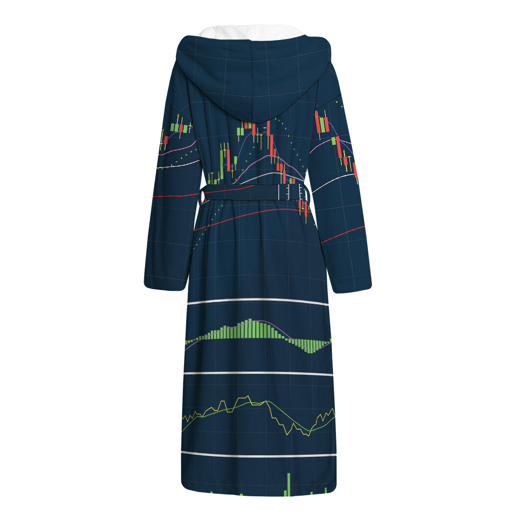 Stock Candlestick And Indicators Print Hooded Bathrobe