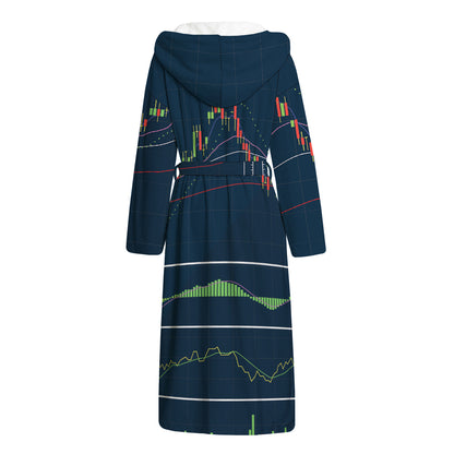 Stock Candlestick And Indicators Print Hooded Bathrobe