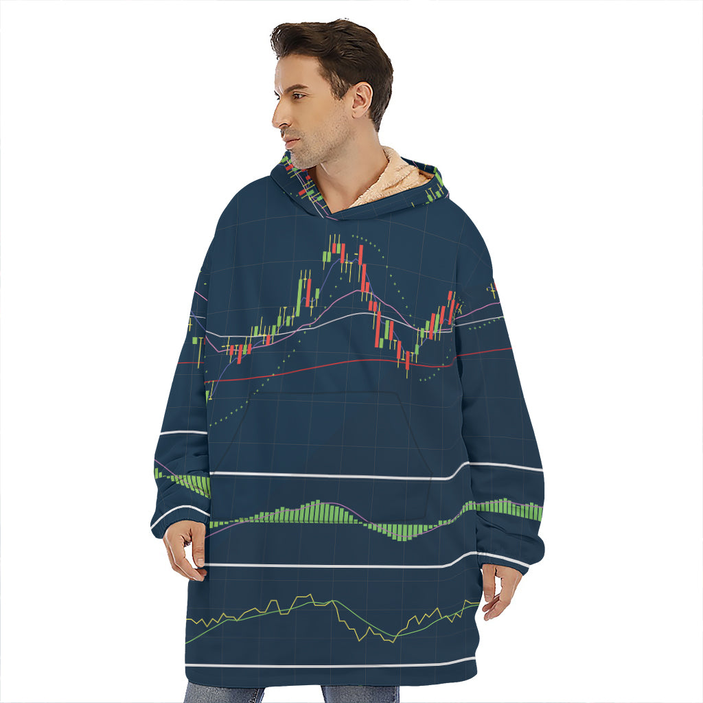Stock Candlestick And Indicators Print Hoodie Blanket