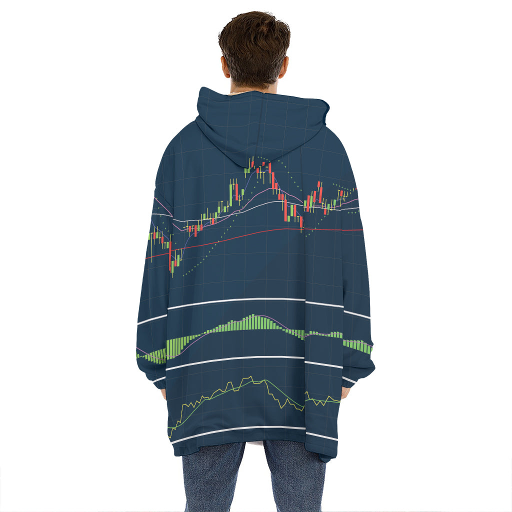 Stock Candlestick And Indicators Print Hoodie Blanket